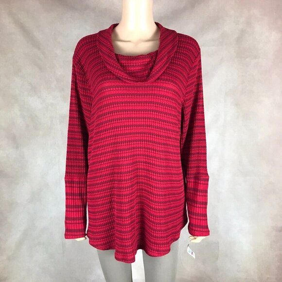 STYLE & CO. Plus Size Cowl Neck Red Thermal Top NWT 3X - Picture 3 of 10